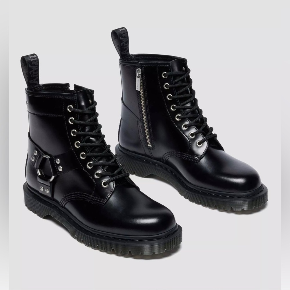 Dr. Martens 1460 Harness Black Leather Boots - Size Men 10 / Women 11 - NEW